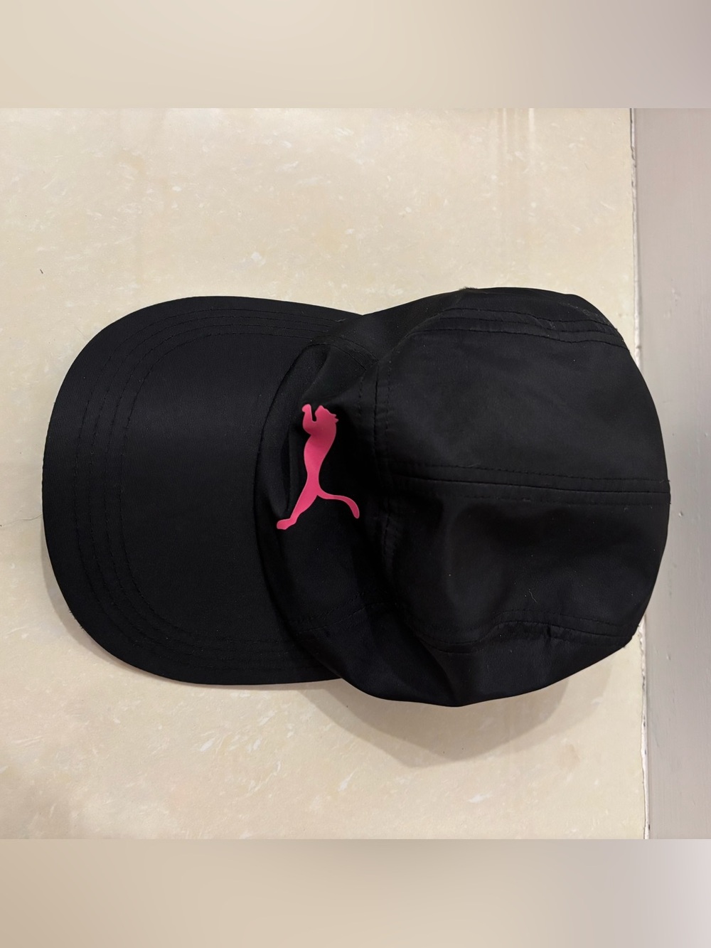 Puma Black Hat with Pink Logo